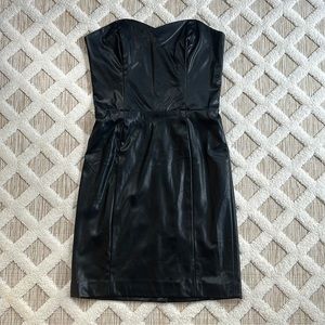 Kittenish Leather Black Strapless Dress